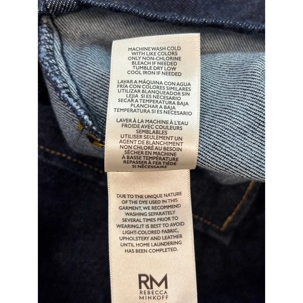Rebecca Minkoff Denim Jacket XXL Dark Wash Blue Double Breasted Moto Women
